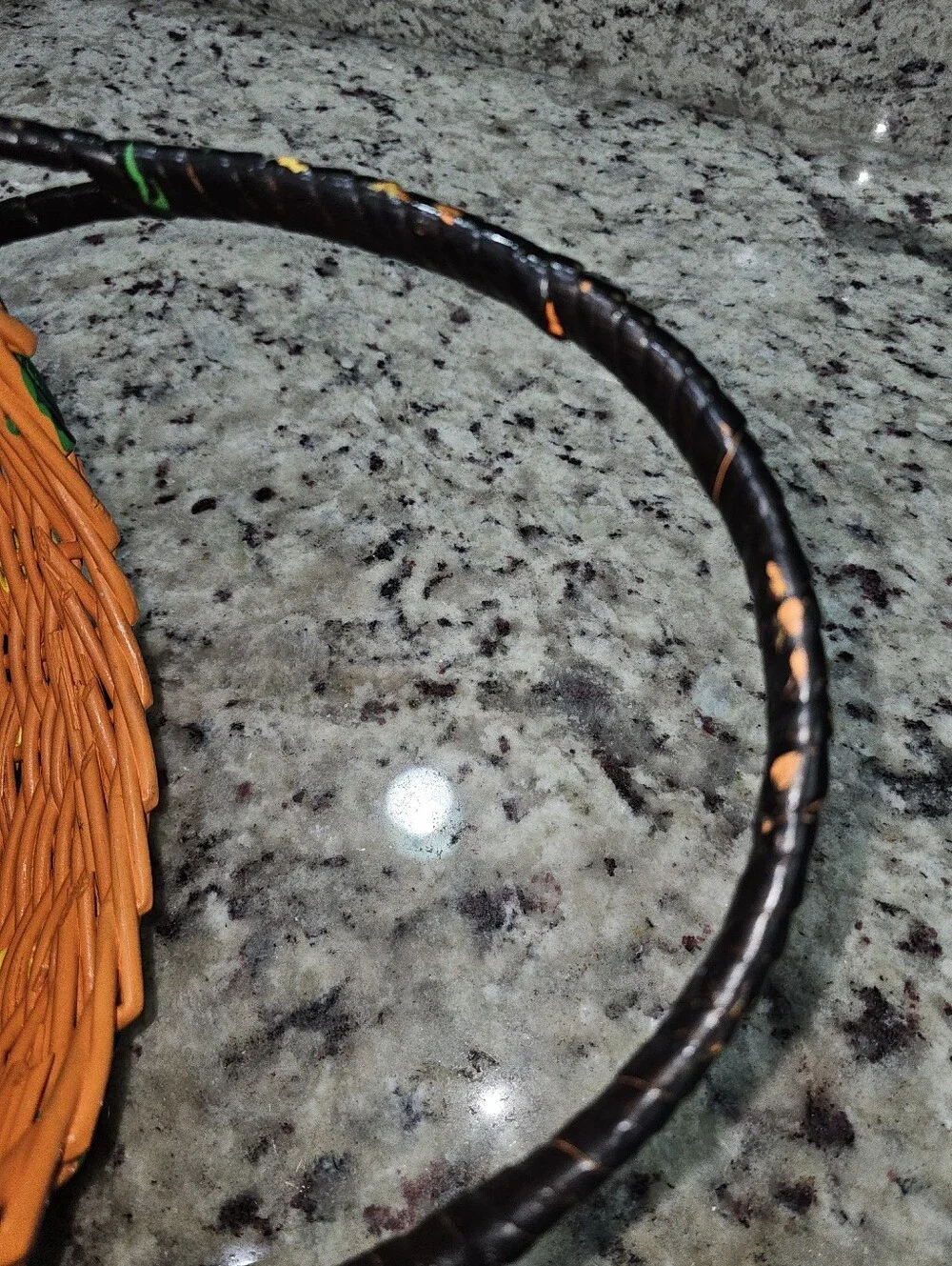 Hand Painted Pumpkin Jack-O-Lantern Basket Spider & Leaves